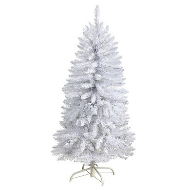 nearly natural 4-ft. Pre-Lit Slim White Artificial Christmas Tree