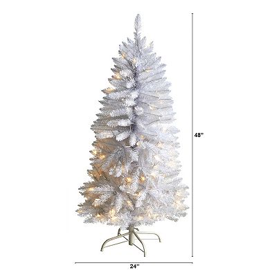 nearly natural 4-ft. Pre-Lit Slim White Artificial Christmas Tree