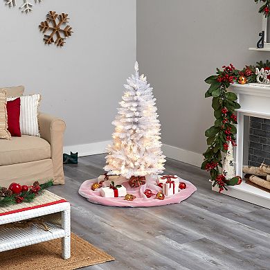nearly natural 4-ft. Pre-Lit Slim White Artificial Christmas Tree