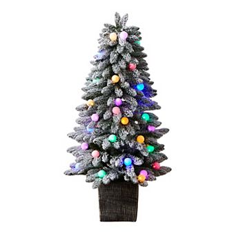 nearly natural 4-ft. Winter Flocked Pre-Lit Artificial Christmas Tree