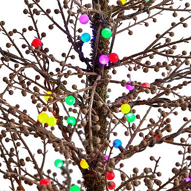 nearly natural 4-ft. Pre-Lit Frosted Berry Twig Artificial Christmas Tree