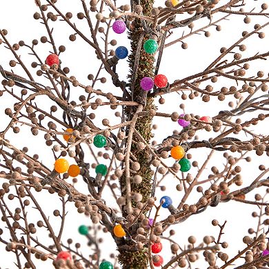 nearly natural 4-ft. Pre-Lit Frosted Berry Twig Artificial Christmas Tree