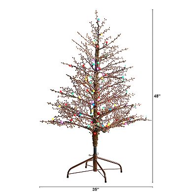 nearly natural 4-ft. Pre-Lit Frosted Berry Twig Artificial Christmas Tree