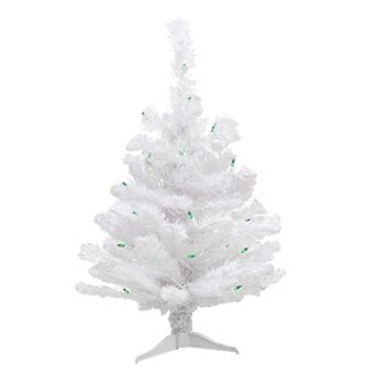 Northlight 2' Pre-Lit Small White Pine Artificial Christmas Tree - Green Lights