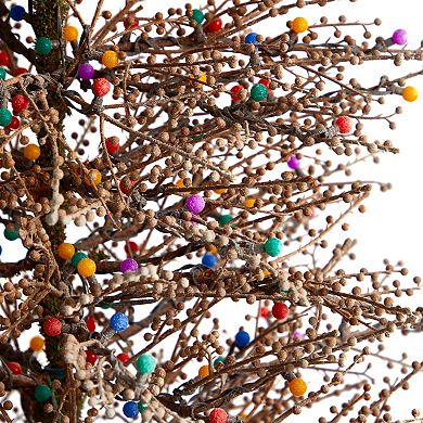 nearly natural 7-ft. LED Frosted Berry Twig Artificial Christmas Tree