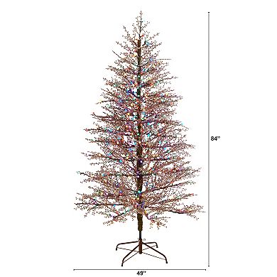 nearly natural 7-ft. LED Frosted Berry Twig Artificial Christmas Tree
