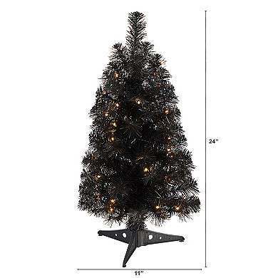 nearly natural 2-ft. LED Black Artificial Christmas Tree