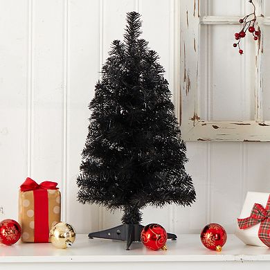 nearly natural 2-ft. LED Black Artificial Christmas Tree