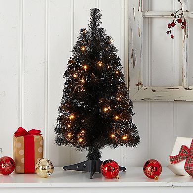 nearly natural 2-ft. LED Black Artificial Christmas Tree