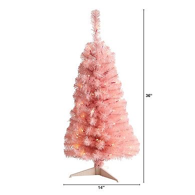 nearly natural 3-ft. LED Pink Artificial Christmas Tree