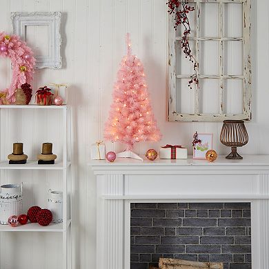 nearly natural 3-ft. LED Pink Artificial Christmas Tree