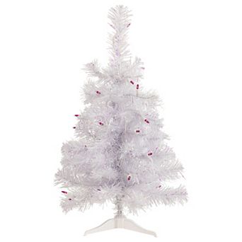 Northlight 2' Pre-lit Rockport White Pine Artificial Christmas Tree Pink Lights
