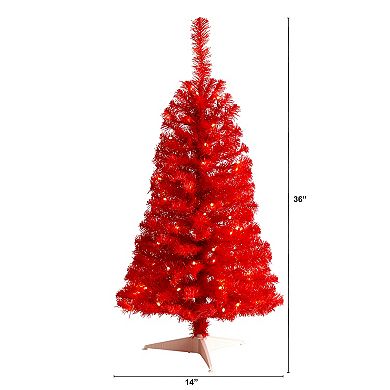 nearly natural 3-ft. LED Red Artificial Christmas Tree
