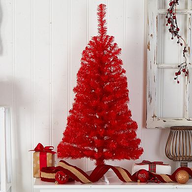 nearly natural 3-ft. LED Red Artificial Christmas Tree