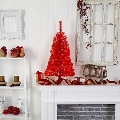 nearly natural 3-ft. LED Red Artificial Christmas Tree