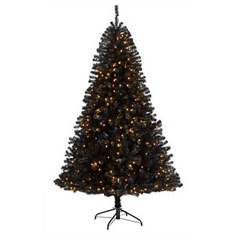 nearly natural 7-ft. LED Black Artificial Christmas Tree