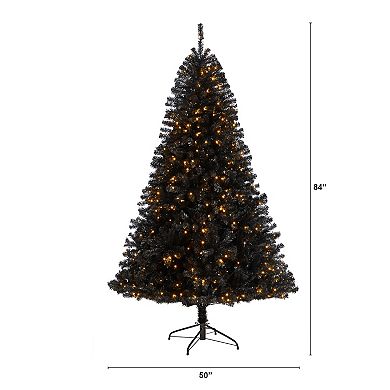 nearly natural 7-ft. LED Black Artificial Christmas Tree