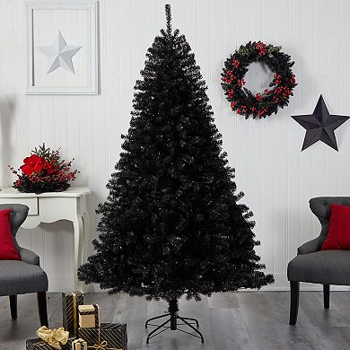 nearly natural 7-ft. LED Black Artificial Christmas Tree