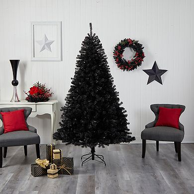 nearly natural 7-ft. LED Black Artificial Christmas Tree