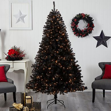 nearly natural 7-ft. LED Black Artificial Christmas Tree