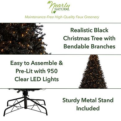 nearly natural 10-ft. LED Black Artificial Christmas Tree