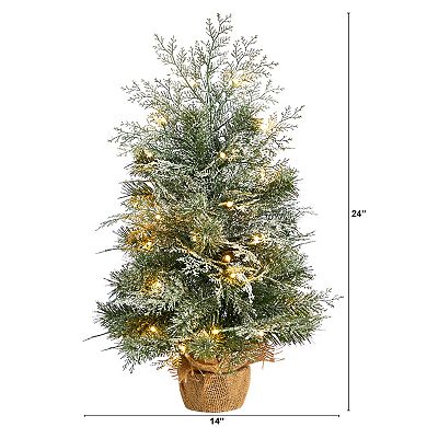nearly natural 2-ft. LED Winter Frosted Artificial Christmas Tree