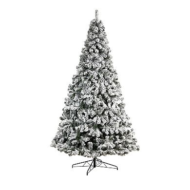nearly natural 10-ft. LED Flocked West Virginia Fir Artificial Christmas Tree 