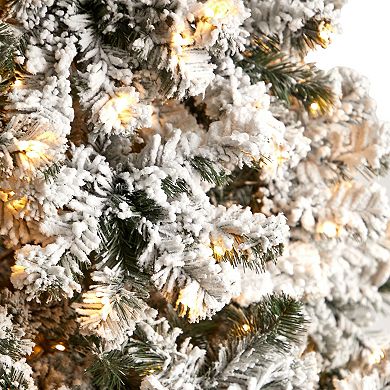 nearly natural 10-ft. LED Flocked West Virginia Fir Artificial Christmas Tree