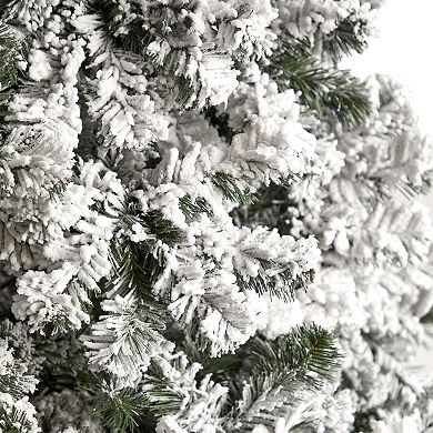 nearly natural 10-ft. LED Flocked West Virginia Fir Artificial Christmas Tree 