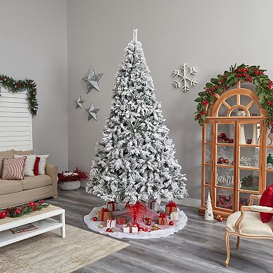 nearly natural 10-ft. LED Flocked West Virginia Fir Artificial Christmas Tree