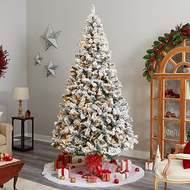 nearly natural 10-ft. LED Flocked West Virginia Fir Artificial Christmas Tree