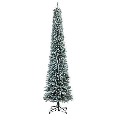 nearly natural 10-ft. Pre-Lit Flocked Pencil Artificial Christmas Tree