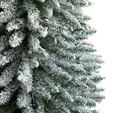nearly natural 10-ft. Pre-Lit Flocked Pencil Artificial Christmas Tree