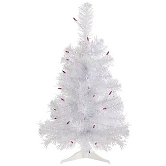 Northlight 2-ft. Pre-lit Purple Lights Rockport White Pine Artificial Christmas Tree