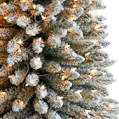 nearly natural 11-ft. Pre-Lit Flocked Pencil Spruce Artificial Christmas Tree