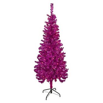 Northlight 6-ft. Pre-Lit Clear Lights Pink Artificial Tinsel Christmas Tree
