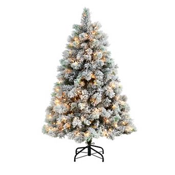 nearly natural 5-ft. Pre-Lit Flocked Oregon Pine Artificial Christmas Tree