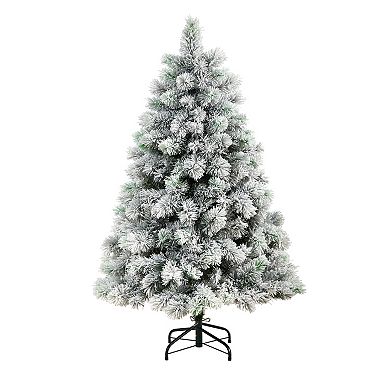 nearly natural 5-ft. Pre-Lit Flocked Oregon Pine Artificial Christmas Tree