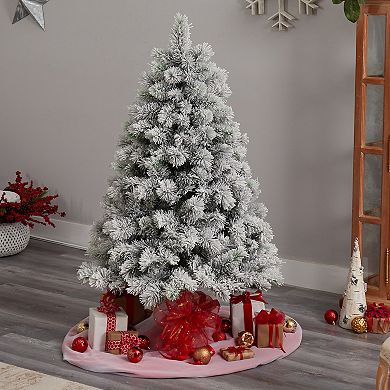 nearly natural 5-ft. Pre-Lit Flocked Oregon Pine Artificial Christmas Tree