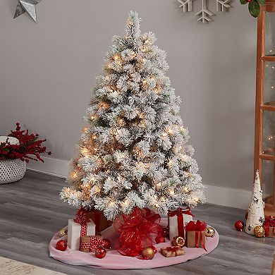 nearly natural 5-ft. Pre-Lit Flocked Oregon Pine Artificial Christmas Tree