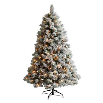 nearly natural 6-ft. Pre-Lit Flocked Oregon Pine Artificial Christmas Tree