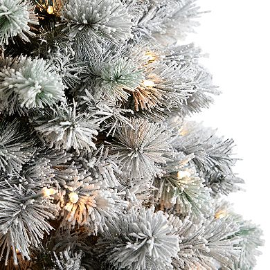 nearly natural 6-ft. Pre-Lit Flocked Oregon Pine Artificial Christmas Tree