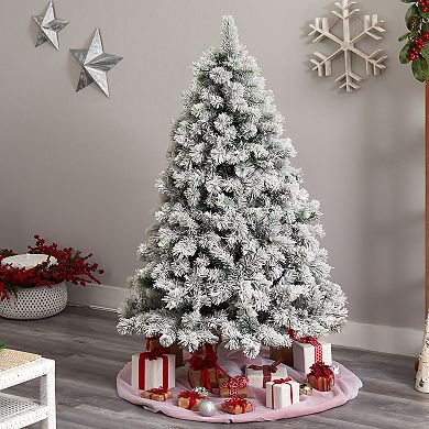 nearly natural 6-ft. Pre-Lit Flocked Oregon Pine Artificial Christmas Tree
