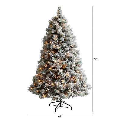 nearly natural 6-ft. Pre-Lit Flocked Oregon Pine Artificial Christmas Tree