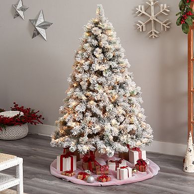 nearly natural 6-ft. Pre-Lit Flocked Oregon Pine Artificial Christmas Tree