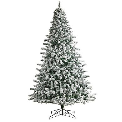 nearly natural 10-ft. Pre-Lit Flocked Rock Springs Spruce Artificial Christmas Tree