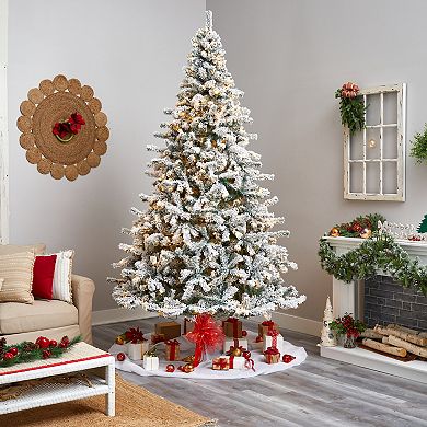 nearly natural 10-ft. Pre-Lit Flocked Rock Springs Spruce Artificial Christmas Tree