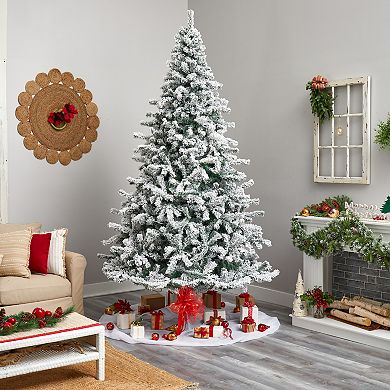 nearly natural 10-ft. Pre-Lit Flocked Rock Springs Spruce Artificial Christmas Tree