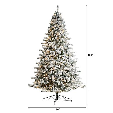 nearly natural 10-ft. Pre-Lit Flocked Rock Springs Spruce Artificial Christmas Tree