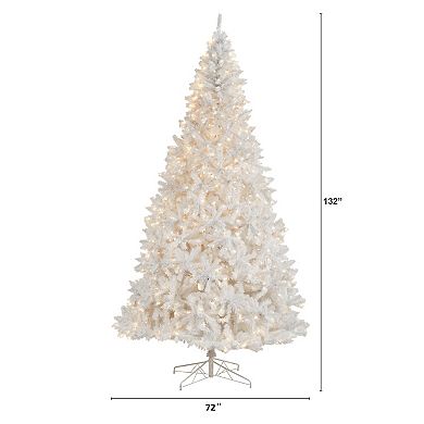 nearly natural 11-ft. LED White Artificial Christmas Tree